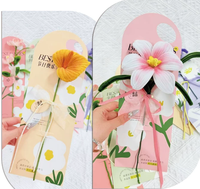 Tarjeta de flores tejida a mano personalizada, empaque para ramo de flores de un solo tallo, materiales semielaborados para tarjetas de felicitación con ramo de flores pequeñas