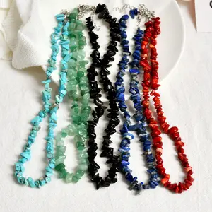 El último diseño de collar de cuentas nigerianas multicolor hecho a mano de cadena de clavícula de cristal roto de viento colorido