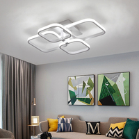 Plafonnier LED intelligent en acrylique, design minimaliste, en fer forgé, télécommande incluse, pour salon, chambre, hôtel, montage en surface, carré