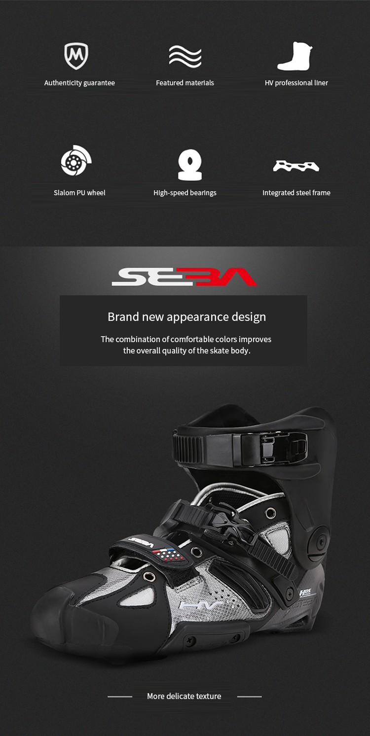 MACCO/SEBA HOT detachable inline roller skate shoes Imitation carbon fiber PP CNC bracket rockered frame competition level