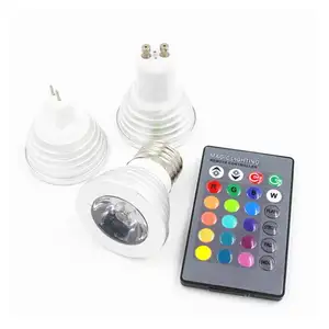 3W RGB Color Changing LED Light Bulb E27 E14 GU10 GU5.3 MR16 RGBW LED Spotlight + Remote Control 110V 220V 12V