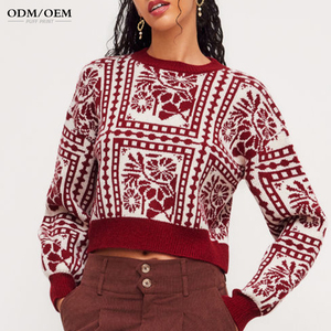 Suéter de Mujer, Elegante y Casual, de Cachemira, Suéter de Lana Tejida para Mujer, Jersey de Punto, Suéter con Estampado Geométrico Jacquard - Product Image 1