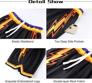Pantalones Cortos Deportivos Vintage, Shorts de Baloncesto BSCI, Pantalones Cortos de Baloncesto de Malla de Doble Capa con Estampado Retro para Hombre y Mujer - Product Image 6