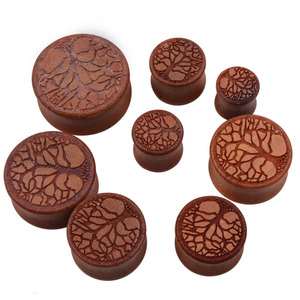 Ensemble de 10 arbre de la paix bois oreille <span class=keywords><strong>Piercing</strong></span> Tunnel corps bijoux fiançailles/mariage fête faveurs unisexe oreille extenseur bouchon jauges - Product Image 4