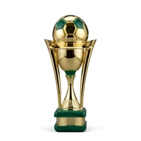 Trophée de football personnalisé de style saoudien en métal doré et vert avec base en marbre, boîte cadeau en cuir, récompense pour les champions