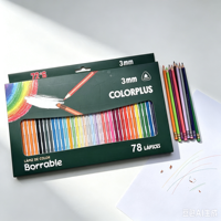 Crayons de couleur en plastique avec gomme, 7,5 pouces, HB 3 mm, 78 couleurs, mine de couleur pour artistes, étudiants, enfants, dessin sur papier, emballage