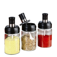 Pot à épices en verre transparent de qualité supérieure avec cuillère doseuse intégrée pour sel, poivre, herbes et assaisonnements – Rangement de cuisine