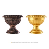 Panier de plantation en forme d'urne romaine, amovible, léger, durable, en plastique PP, finition dorée bronze antique, grande taille, finition premium, pour table