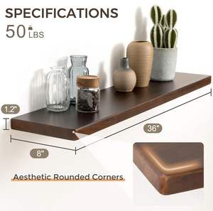 أرفف عائمة من خشب الجوز أرفف جدارية عميقة للديكور المنزلي ، عائمة مثبتة على الحائط لغرفة المعيشة وغرفة النوم والمطبخ - Product Image 3