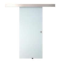 Système de porte coulissante en verre pour chambre à coucher, finition aluminium moderne, avec isolation acoustique, installation hydraulique latérale