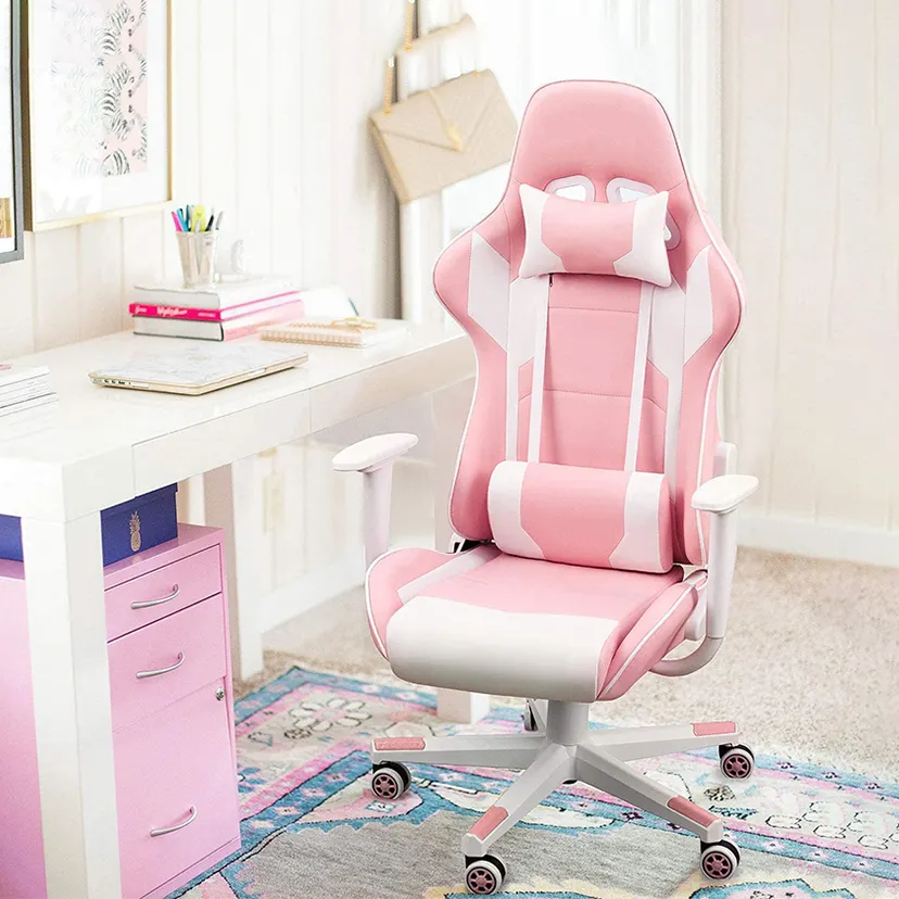 CEO office furniture pink white office desk sillas gammer peru ergonomic gaming chair silla gamer rosa sedia da gioco