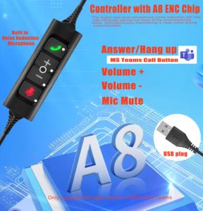 Nouveau casque téléphonique stéréo avec prise <span class=keywords><strong>USB</strong></span> de conception avec microphone, casque antibruit pour ordinateur portable de bureau - Product Image 3