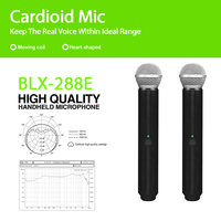 BLX288E BETA58A Kit Système Microphone Vocal Dynamique Cardioïde Sans Fil Professionnel 2 Canaux UHF avec Micro à Main pour Karaoké