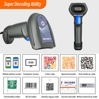 Süpermarket El Tipi Barkod Okuyucu 1D & 2D Bluetooth 2.4G Kablosuz & Kablolu USB Arabirimli QR Barkod Okuyucu Stokta
