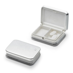 Bạc Thực Phẩm Cấp Máy Tính Bảng Hộp Kim Loại Hình Chữ Nhật Y Học Trường Hợp Với Pha Lê Xách Tay Thuốc Lưu Trữ Trường Hợp Tổ Chức Du Lịch Hộp Thuốc - Product Image 1