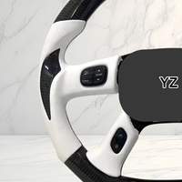 Volante Deportivo Personalizado de Cuero YZ con Fibra de Carbono Brillante y LED para GMC Sierra Yukon Hummer Silverado Tahoe Suburban Escalade