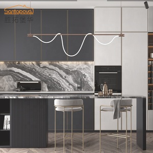 New Designy Có Độ Bóng Cao Bằng Gỗ Tủ Bếp Hiện Đại Trung Quốc Phong Cách PVC Tủ Bếp Với Đảo - Product Image 2