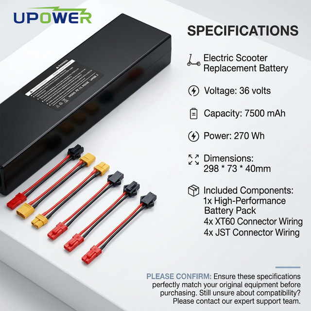 ULi 36V 7500mAh High Capacity Electric Scooter Battery Replacement for E-Scooter