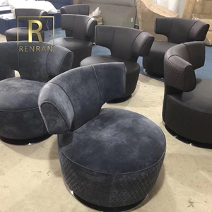 Nordic Style Contemporary Modern Luxury Style Low <strong>Round</strong> Back Living Room Home Furniture Leather Accent <strong>Chair</strong> <strong>Sofa</strong> <strong>Chairs</strong> - Product Image 5