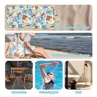 Serviettes de bain et de plage personnalisées en microfibre absorbante, pliables, anti-sable, séchage rapide, 2-en-1 avec sac fourre-tout