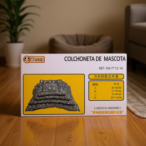 Set di Quattro Tappetini per Cani con Fondo Antiscivolo Quadrato e Motivo, Eleganti Lettini per Animali Domestici - Product Image 3