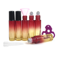 LanJing vente en gros 5ml 10ml huile essentielle dégradé couleur rouleau bouteilles en verre avec boule en acier inoxydable