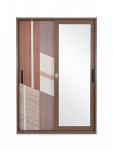 Armoire coulissante moderne <span class=keywords><strong>en</strong></span> acier avec motif imprimé et porte miroir pour chambre à coucher - Product Image 1
