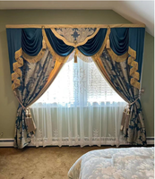Rideau pour Fenêtres Rondes pour Fenêtre Coulissante Cantonnière Européenne Rideau de Fenêtre de Style Européen de Luxe Tissu Textile Tendance