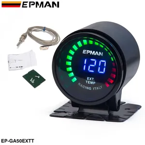 EPMAN कार मोटर ऑटो 2" 52mm डिजिटल स्मोक्ड 20 LED एग्जॉस्ट गैस तापमान EXT गेज सेंसर EP-GA50EXTT के साथ