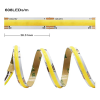 Bande LED COB flexible IP65 à haute densité, dimmable CCT DC12/24V CRI90 608 LED 2700K-6500K