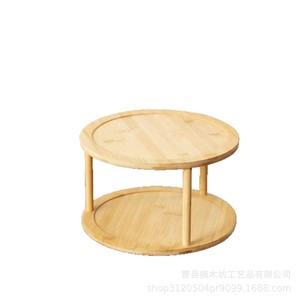 Bamboo Storage <b>Rack</b> Double Layer <b>Rotating</b> <b>Spice</b> Organizer For Kitchen Desktop Organization Multifunctional Makeup Storage - Product Image 5