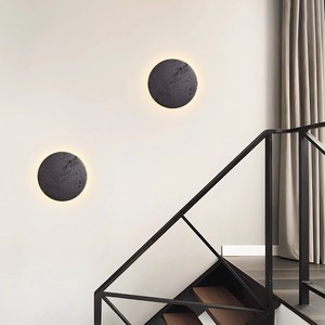 Lámpara de Pared Redonda Moderna de Hormigón, Luz Cálida, Aplique Retroiluminado para Dormitorio, Pasillo, Entrada - Product Image 4