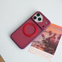 Casing Ponsel Layar Besar dengan Dudukan Magnetik Berputar untuk iPhone 17ProMax 16 15 14 Ramah Kulit 13 12 Desain Dua Warna