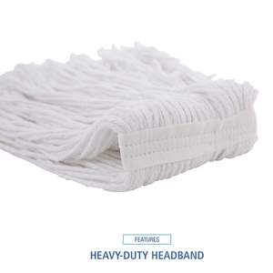 12 cabezales de mopa estándar de fibra de rayón con extremo cortado, color blanco, para Boardwalk BWK2016R - Product Image 4