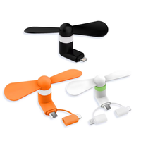 Ventilateur de téléphone USB mini 3-en-1 léger de qualité supérieure, moteur sans balais, faible bruit, en plastique, 87x25x25.5mm pour téléphones iPhone, Android et Type-C