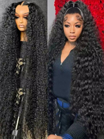 Peluca frontal de encaje HD con rizos profundos, peluca frontal de encaje transparente 13x4, pelucas de cabello humano pre-arrancadas para mujeres afroamericanas
