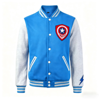 Veste de baseball rétro personnalisée avec logo, motif dessin animé, style Letterman, vierge et gaufrée pour homme
