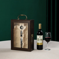 Boîte de rangement en cuir PU noir durable personnalisée, boîte de transport de luxe, boîte portable avec fermeture éclair pour bouteille de vin et kit de tasses