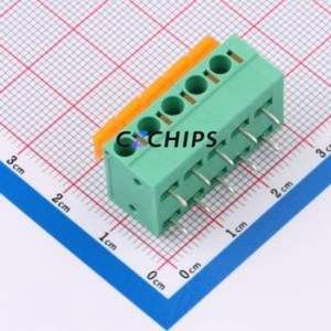 MX142R-5.08-05P-GN01-Cu-A Spring Terminal Block Bent Lead Through Hole,P=5.08mm Connector 1x5P 5.08mm Green Right Angle Insert - Product Image 1