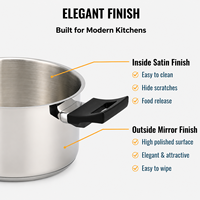 Nouvel arrivage d'usine : Batterie de cuisine en acier inoxydable avec poignées en bakélite, casseroles et poêles à fond brasé, ensemble de casseroles et faitouts
