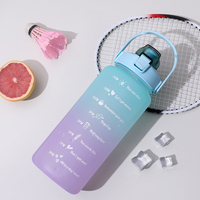 Amazons meilleure vente 2000ML marqueur de temps de motivation Fitness Sport Gym bouteille d'eau Portable en plastique sans BPA avec poignée et paille