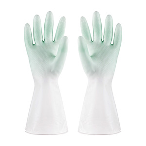 Gants imperméables en PVC 32 cm bicolores pour la vaisselle et le nettoyage ménager - Product Image 3