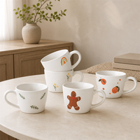 Tasses illustrées peintes à la main SWT : des couleurs ludiques pour des moments de cuisine européens et américains au quotidien