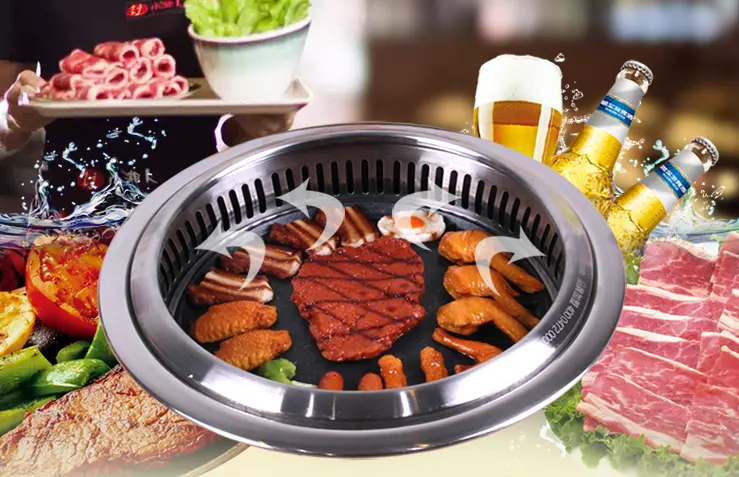 कोरियाई रेस्तरां 1500W 1800W 2000W इनडोर निर्धूम Nonstick कोरियाई निर्धूम बिजली BBQ ग्रिल