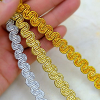 Ruban cadeau en gros Erkoumi, petite dentelle festonnée en fil doré et argenté avec décorations de paillettes pour emballage cadeau de fêtes