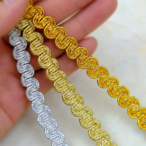 Erkoumi bán buôn Quà Tặng Ribbon nhỏ vỏ sò vàng bạc dây ren <span class=keywords><strong>TRIM</strong></span> với sequins trang trí cho kỳ nghỉ quà tặng bao bì - Product Image 2