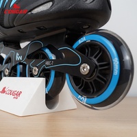 Patins à roulettes en ligne pour adultes, modèle Cougar, noir et blanc, avec semelle rigide, roulements haute vitesse, roues résistantes pour le patinage en parc et en rue