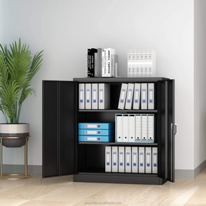 Armoire de classement métallique à double porte, petite, 2 étagères réglables, style personnalisé, montage facile, armoire de rangement en acier verrouillable - Product Image 3