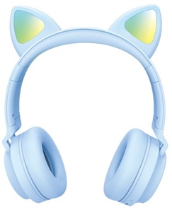 Auriculares Bluetooth Azules con Orejas de Gato para Niños y Adolescentes - Product Image 2