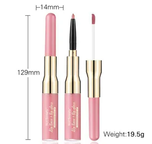 Popular Private Label Cosmetics Matte 2 in 1 Lip Gloss Lip Liner Set Colorful Waterproof With Your Logo